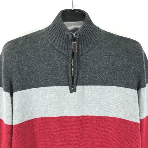 Eddie Bauer 1/4 Zip Pullover Sweater Men's TL Tall Large 100% Cotton Colorblock - Picture 2 of 12